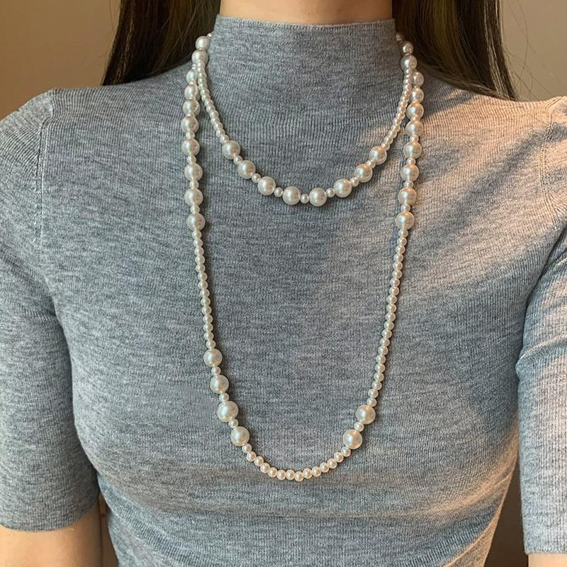 Imitation Pearl Multi-Layered Women'S Necklace Exaggerated High Street Club Party Banquet Necklace For Women Jewelry