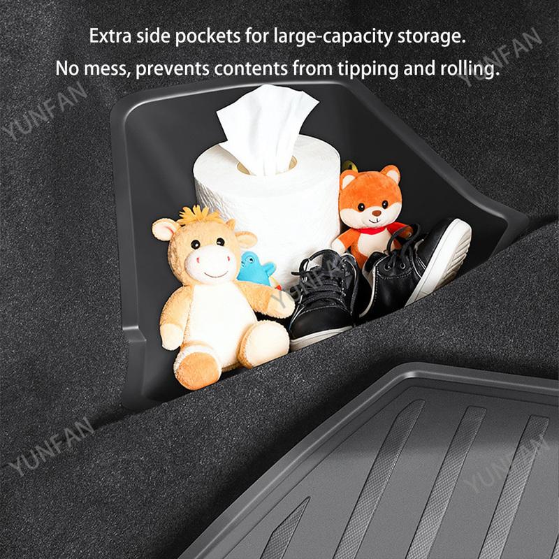 For Tesla New Model YL 2026 Trunk Side Compartment Storage Box TPE Waterproof Cargo Organizer Cover Plate Replacement Parts