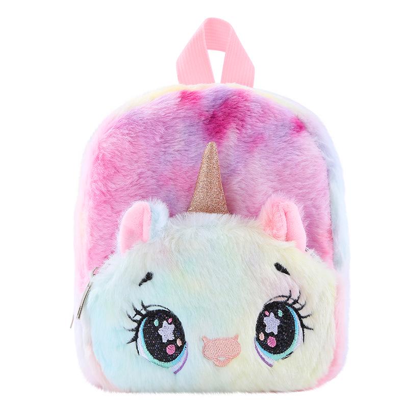 Adorable Cartoon Unicorn Fox Plush Backpack for Girls