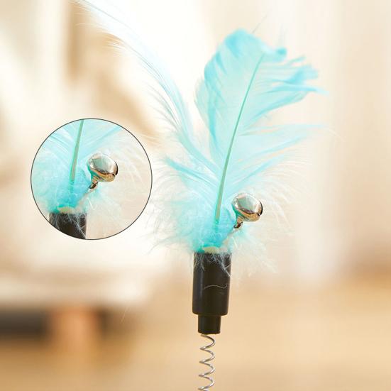 Wobbling Cat Feather Toy Interactive Spring Cat Teaser with Bells Cat Enrichment Feather Toy for Indoor Kittens Play Anxiety Relief