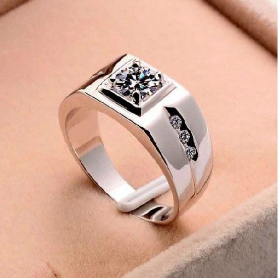 Jewelry alloy silver-plated diamond-studded men's ring, European and American style, for the trendy and stylish man, wedding ring, birthday gift