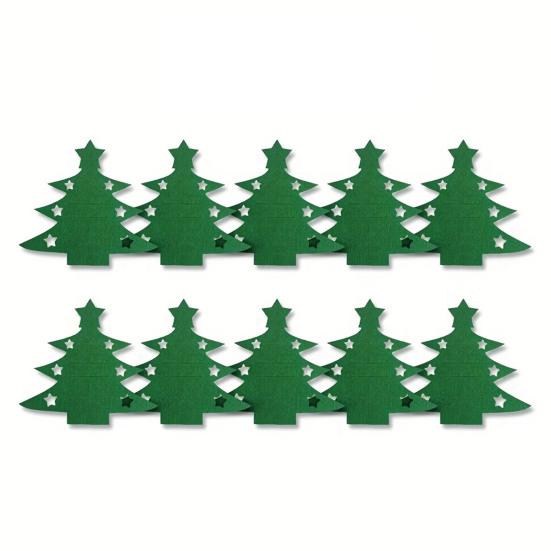 

10Pcs Felt Utensil Holders Christmas Tree Shape Cutlery Sleeves for Cutters And Forks Holiday Table Decor 10 Pcs