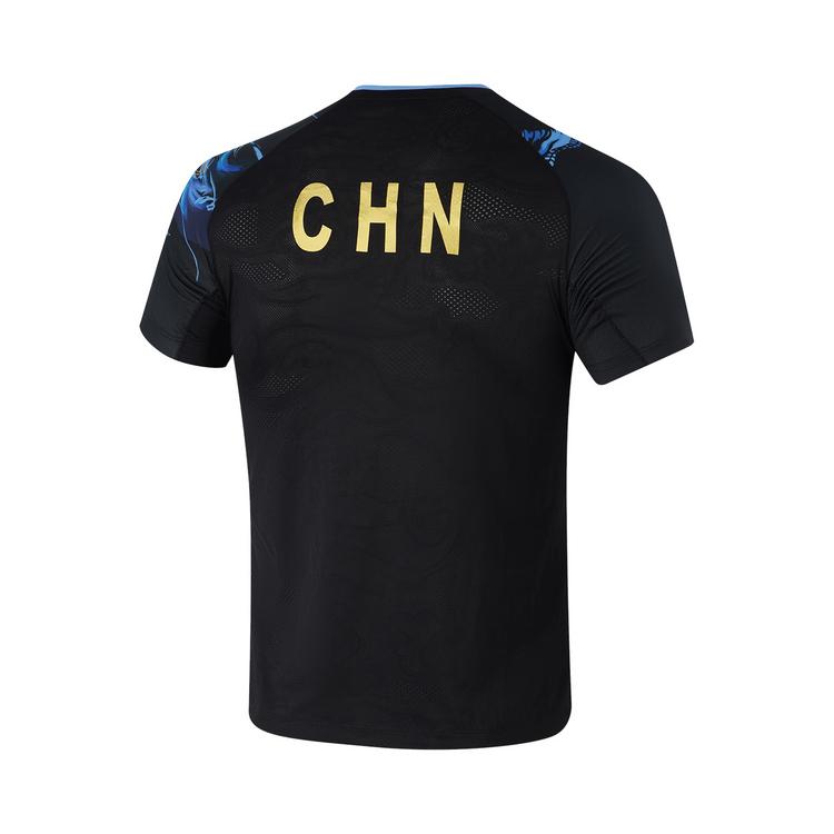 Li Ning Table Tennis Series Competition Quick-Dry Antibacterial Sports Short Sleeve T-Shirt Unisex Tops Black AAYU201-2