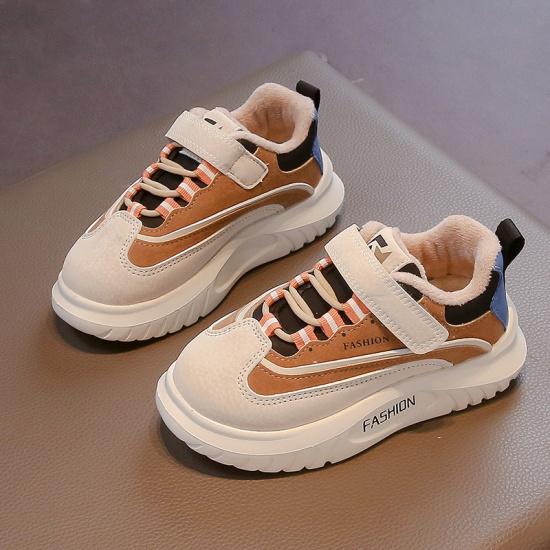 

Children s fleece-lined thick-soled sneakers, new autumn and winter models, stylish color-blocked casual shoes for boys, running shoes for girls 27Inner Length16.7cm