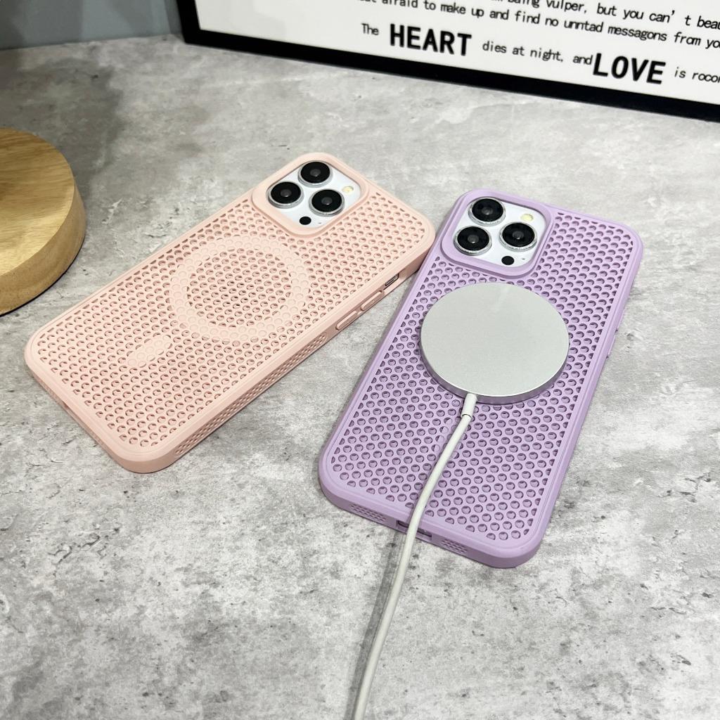For MagSafe Magnetic Honeycomb Mesh Phone Case For iPhone 17 Pro Max 16 15 14 Plus 13 12 11 Heat Dissipation Shockproof Cover