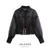 Jnleaog Autumn New Women's Clothing Fashion Style French Fashion All-Match Commute Style Waist Organza Shirt