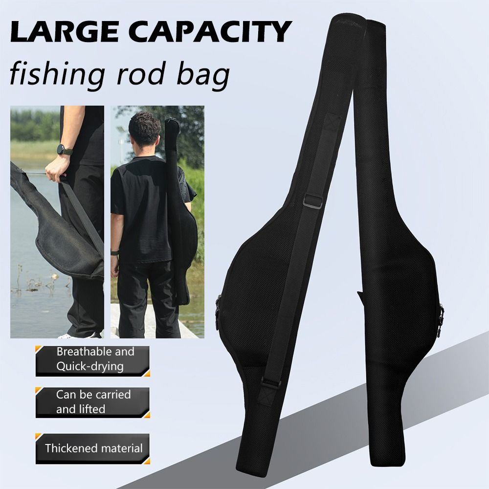 New Portable Folding Fishing Rod Bag With Shoulder Strap 120/130CM Fishing Rod Case Black Fishing Organizer