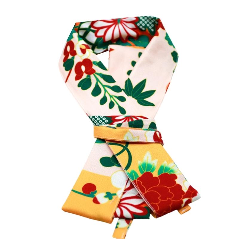 Women's Kimono Collar Support Accessory for Traditional Japanese Dress Core Collar Lining with Flower Print Kimono Belt