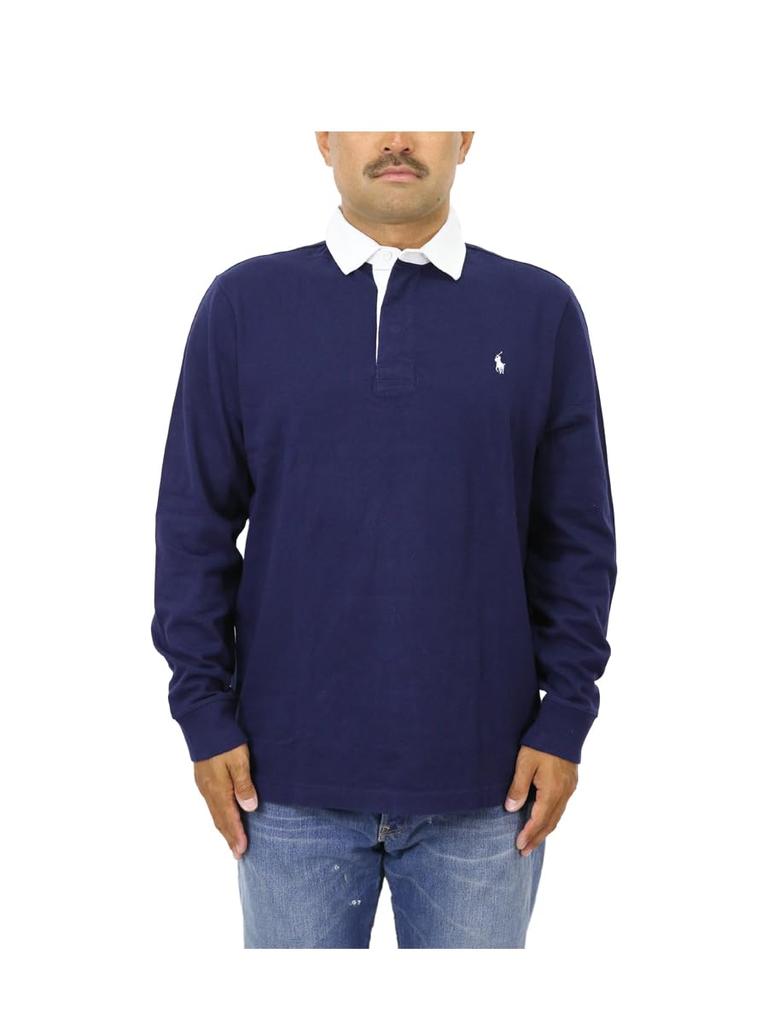 Polo Ralph Lauren Classic Fit Long Sleeve Rugby Shirt with Embroidered Size Men's Pony, 0103976-M-NAVY [Used]