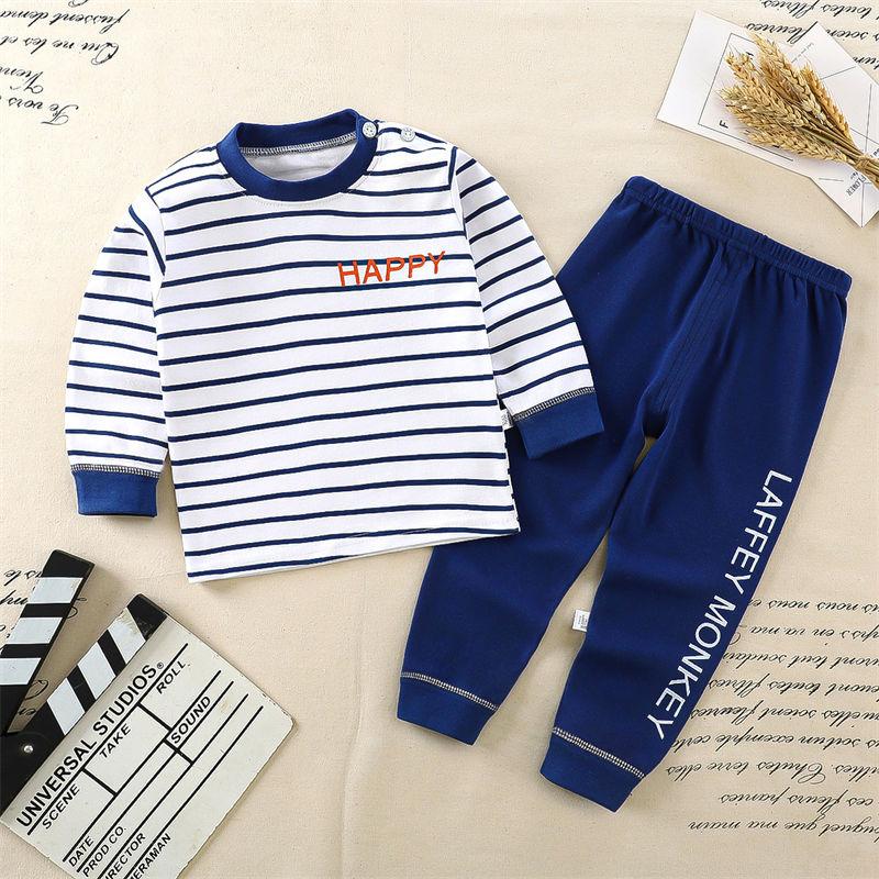 2026 Summer Children Long Sleeve Pant Underwear Set Baby Spring O-Neck Cartoon Cotton Pajama Set Home Wear Clothing for Girl Boy