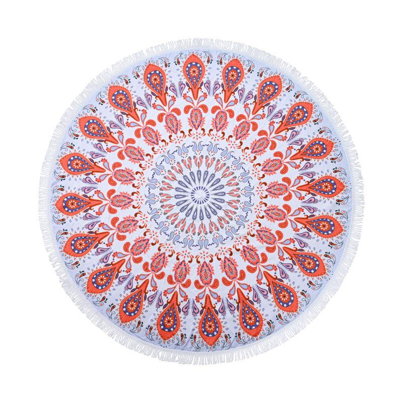 Round Printed Microfiber Beach Towel With Tassels Super Soft Quick Dry Water Absorbent Round Beach Swimming Bath Towel