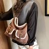 Korean Fashion Exquisite Versatile Simple Casual Shoulder Double Shoulder Foreign Style Suede 2025 Autumn and Winter Women's Tote Bag