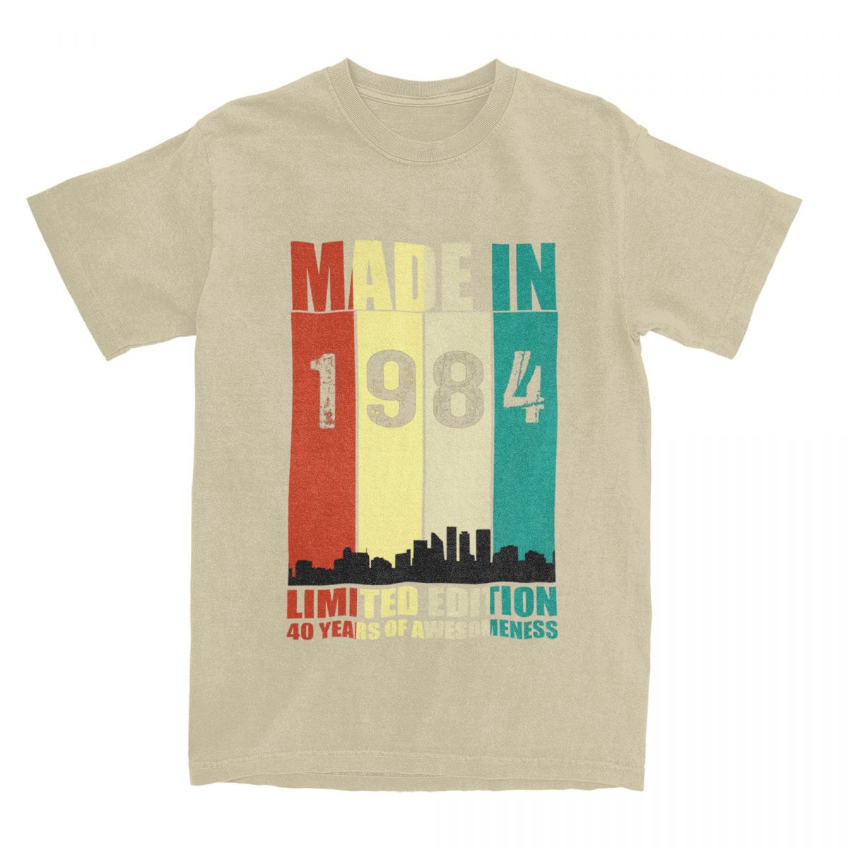 

Мужские футболки, изготовленные в 1984 году, ограниченный тираж ко дню рождения, футболки из чистого хлопка с коротким рукавом, футболки с круглым вырезом, 40-летняя винтажная одежда XXXXXL хаки