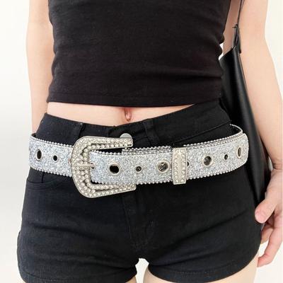 Mei Rhinestone Y2k Style Unique Wide Belt - Fashionable and Versatile Leather Belt