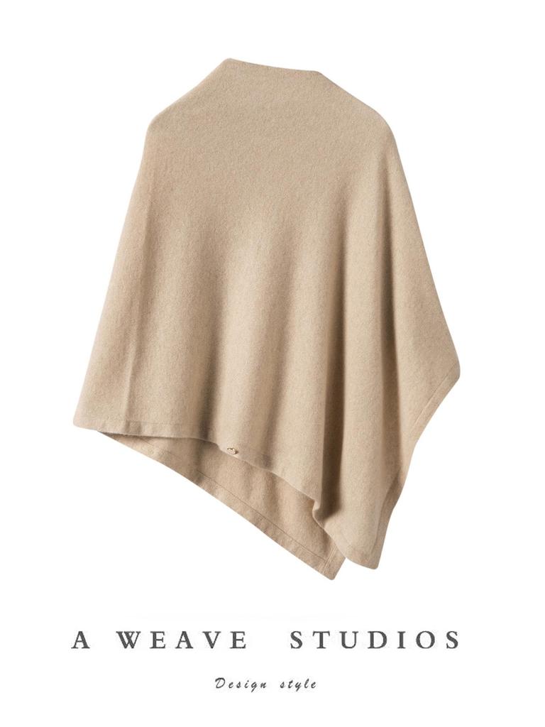 Cashmere Women's Loose-Fit Cardigan with Buckle - Cozy Autumn/Winter Shawl Scarf Coat