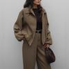 2025 Cross-border European and American Women's Clothing Amazon V-neck Long-sleeved Lapel Zipper Casual Pants Straight Versatile Set