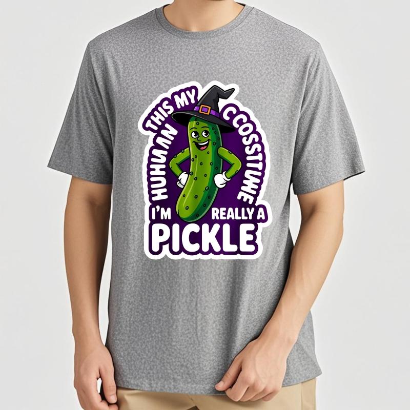 Breathable Women Round Neck Tshirt Vintage Huh This My Costume Im Really A Pickle Classic For Unisex Tshirt Unisex Fashion Tshirt