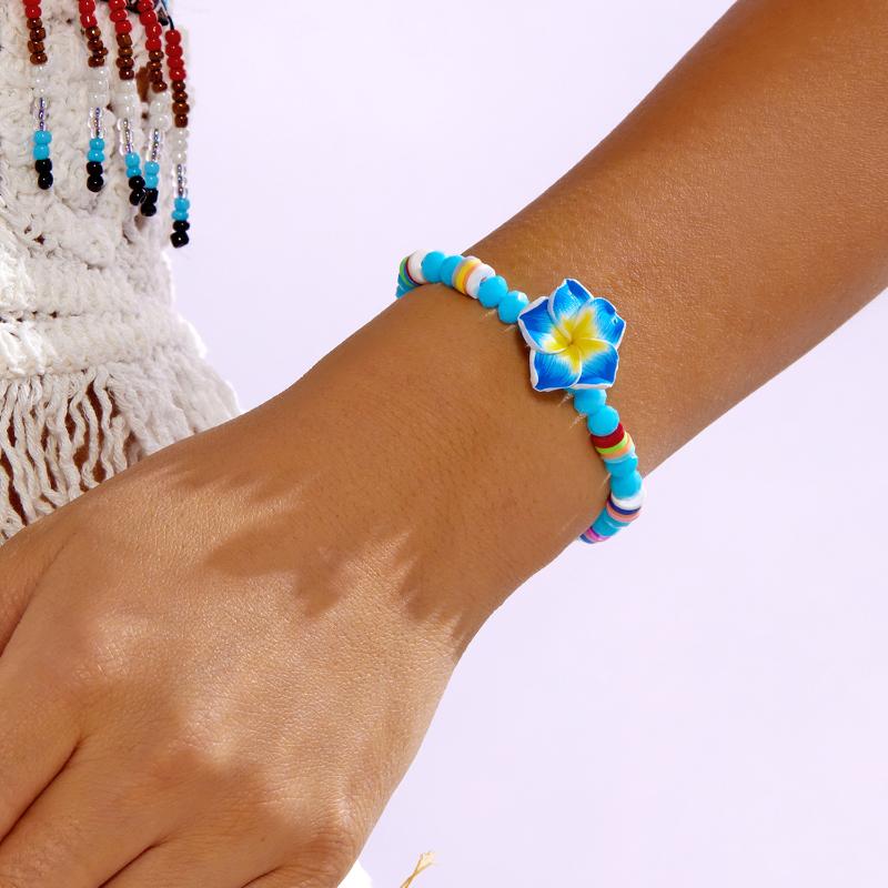 Bohemian Colorful Flower Charm Bracelets For Women Adjustable Pull String Summer Vacation Bangles Girls Party Jewelry Gift