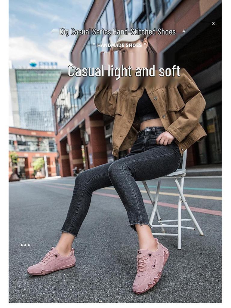 Genuine Leather Plus Size Unisex Outdoor Casual Sneakers for Spring/Summer