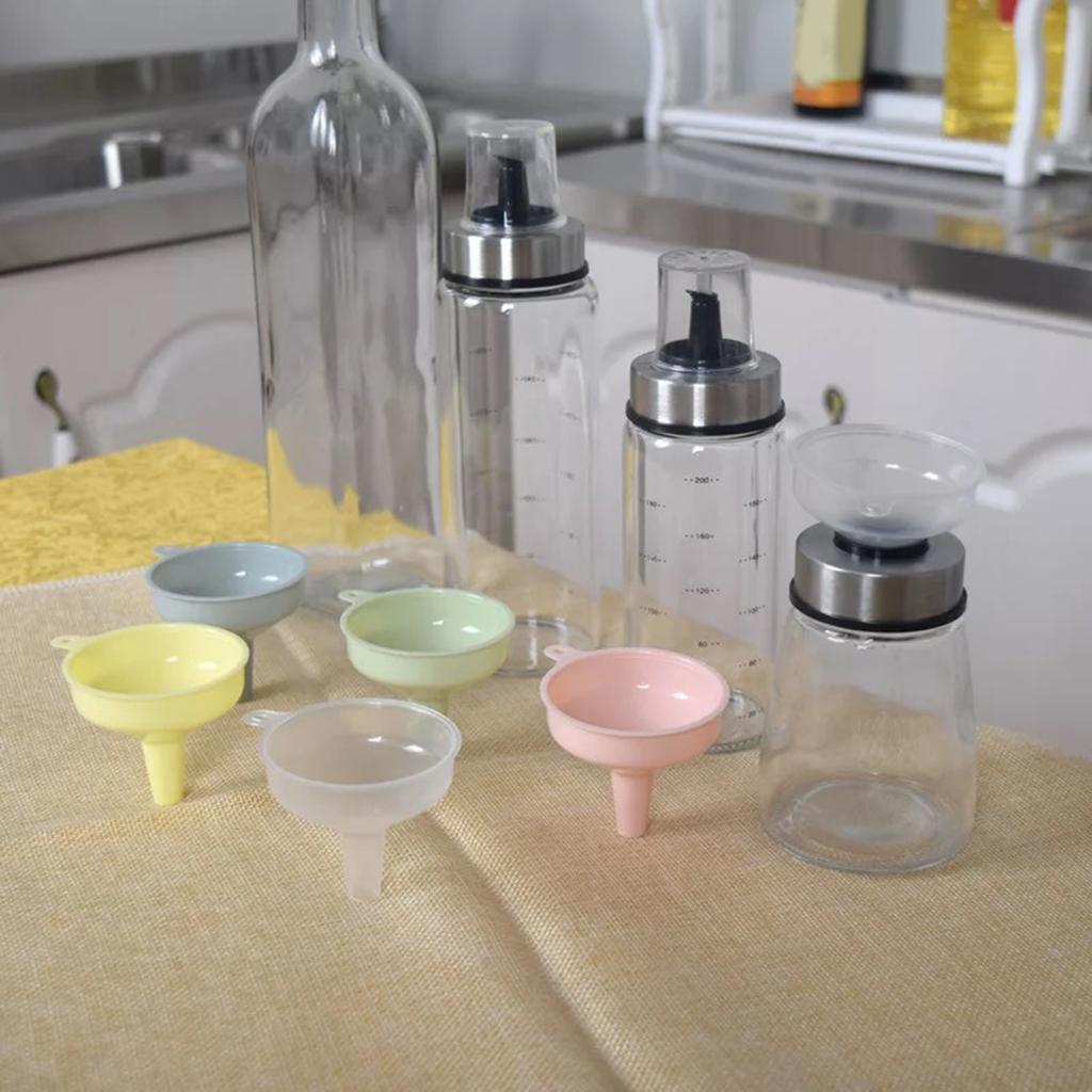 5 Pieces Candy Colors Plastic Funnel Set for Quick Clean Transferring Kitchen