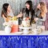 3 Pack 29 x108 Inch Blue Foil Fringe Table Skirts Metallic Banner for Tel Streamer Garland Backdrop for Parade Floats Mother's Day, Graduate,