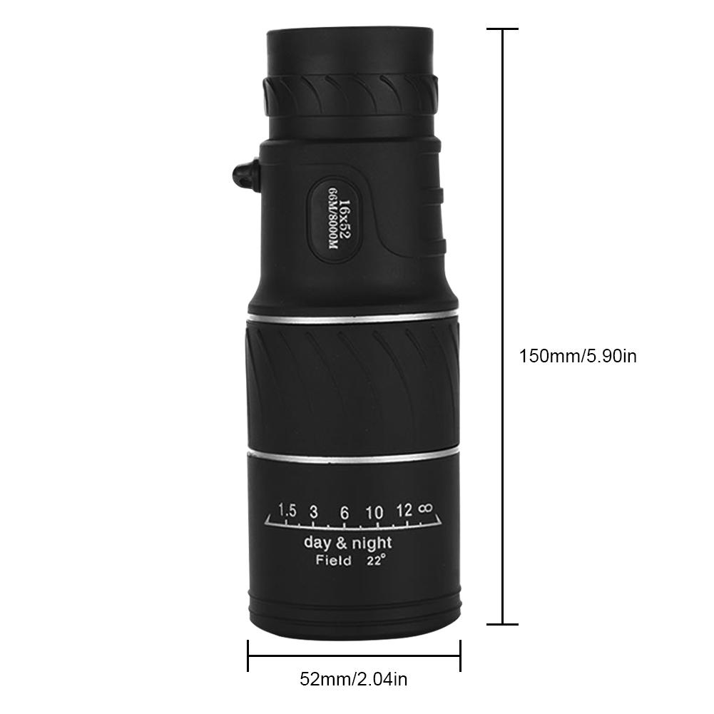 16X52 Monocular Telescope Optical Lens High Definition Handy Optics Scope Dual Focus Zoom 16X for Outdoor Travel Camping Hunting