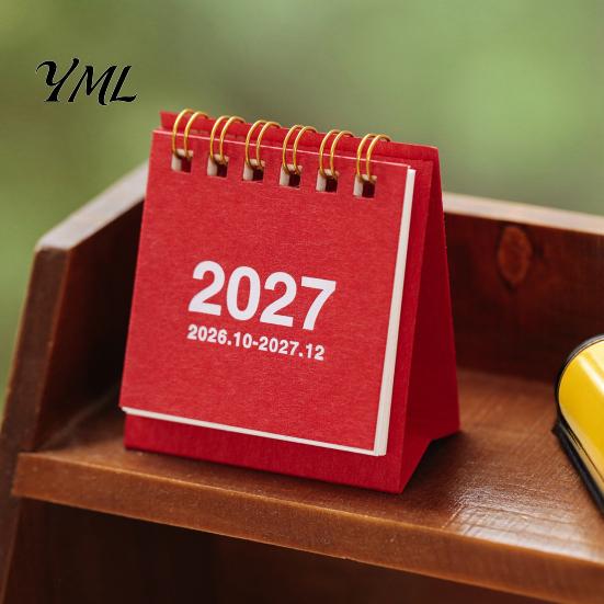 Kompakter Tischkalender für Zuhause, Mini-Schreibtisch 2026-2027, Okt 2026 bis Dez 2027, Stehend, zum Umblättern, Kleines tragbares Schreibtisch-Dekorationsobjekt-Kalender, 14 Monate