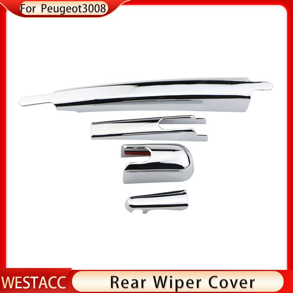 4Pcs Chrom Auto Heckscheibe Wischer Abdeckung Trim für Peugeot 3008 2013 2014 2015 Zurück Windschutzscheibe Aufkleber Styling