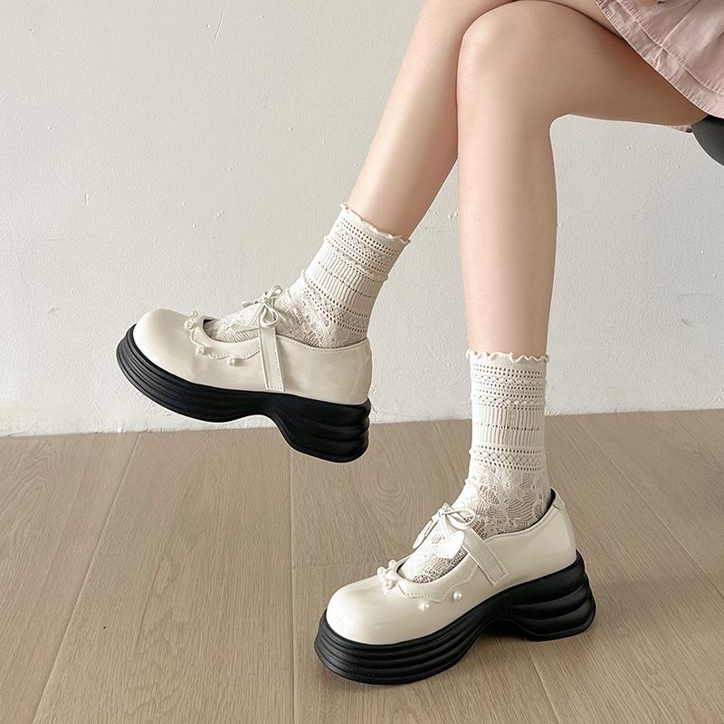 White French Versatile Platform Small Leather Shoes Women's 2025 New Summer Soft Sole Heightening Ballet Mary Jane Single Shoes