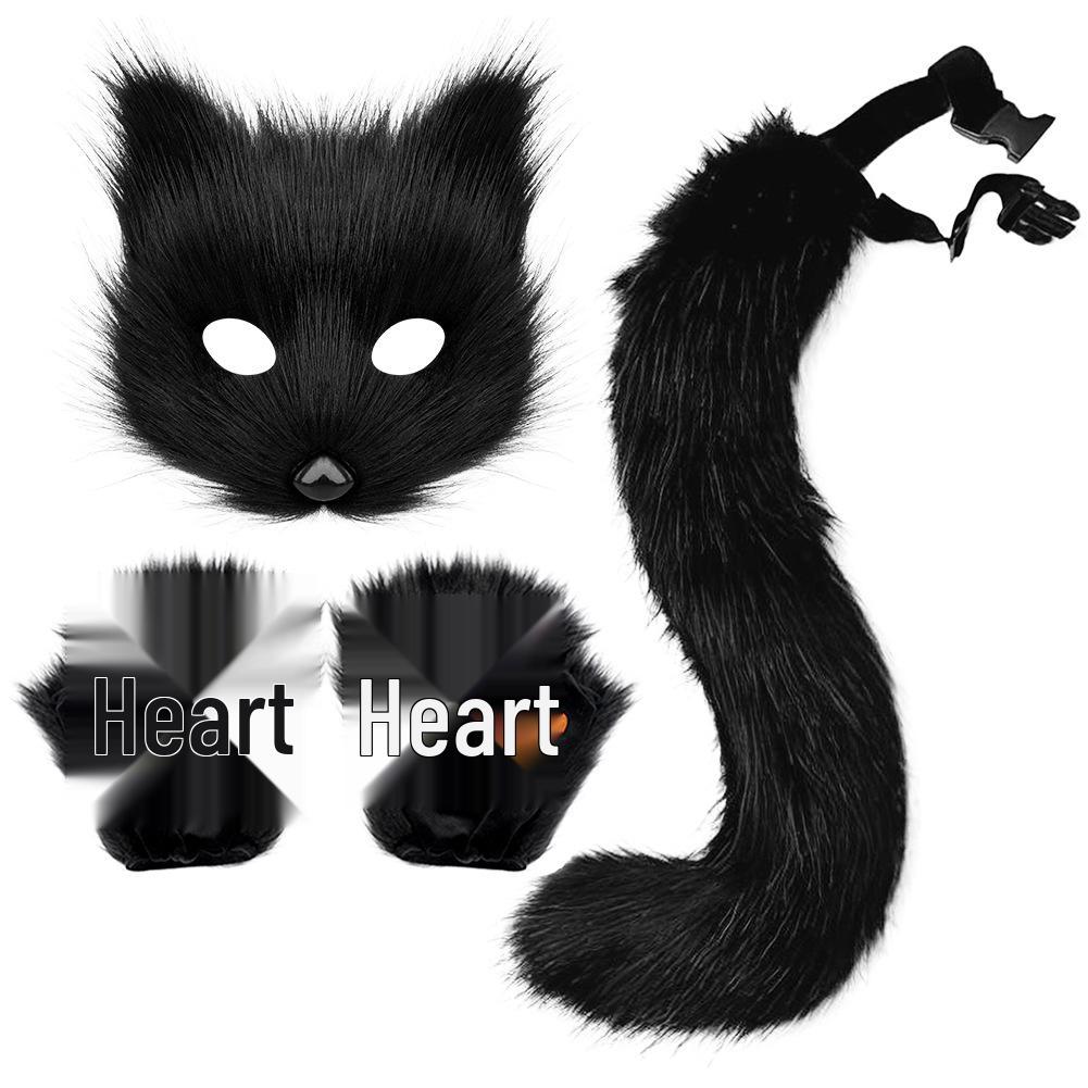 Handmade Halloween Fox Costume: Mask, Gloves & Plush Tail