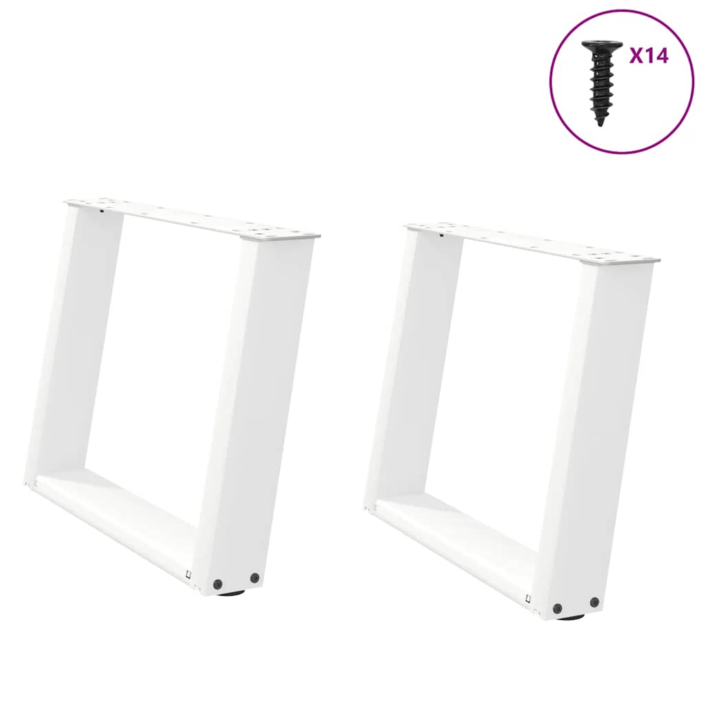 Vidaxl Coffee Table Legs, 2 Pcs, White, 70X(42-43) Cm, Steel