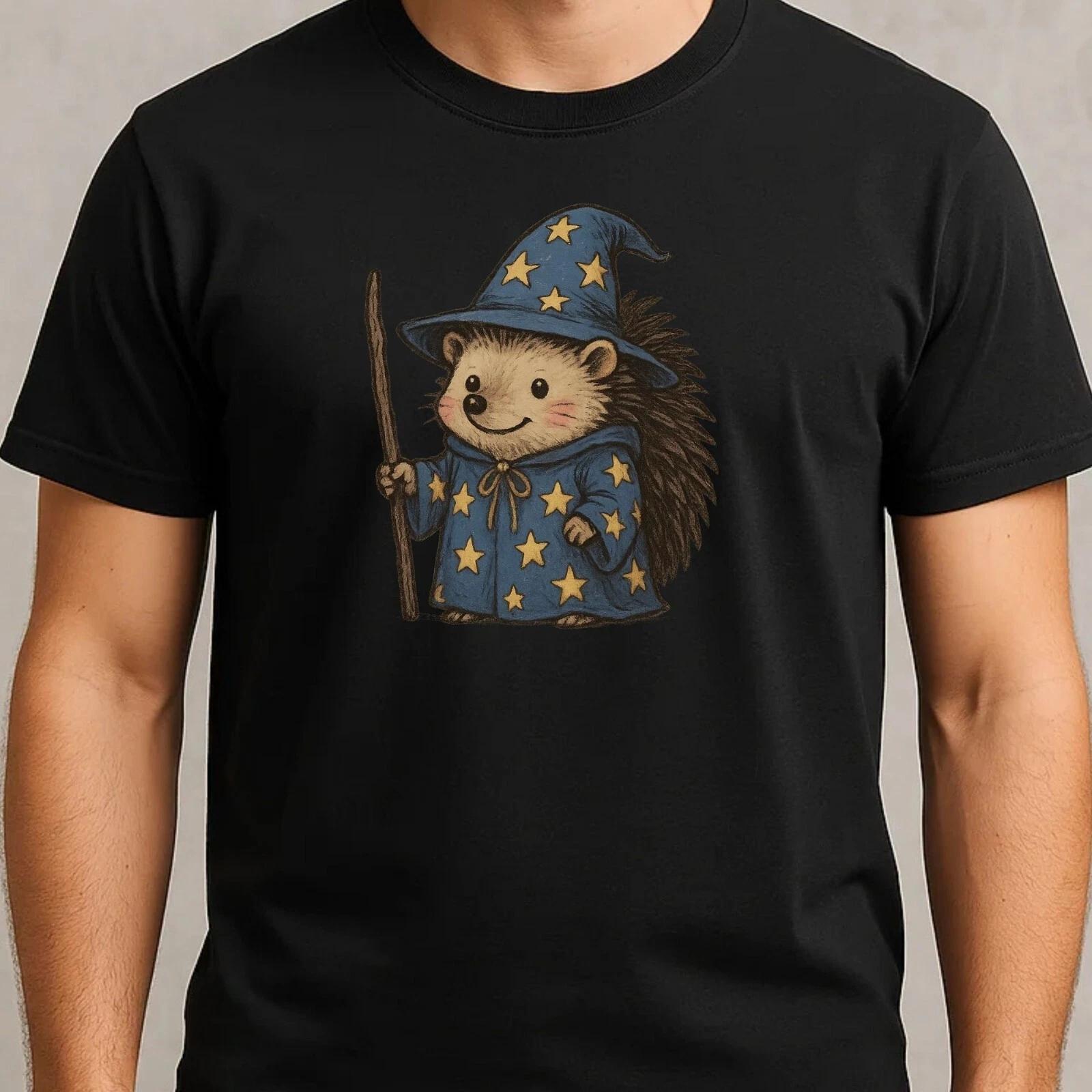 T-Shirt Herren Igel Zauberer Motiv Baumwolle Größe S bis 5XL XXL
