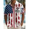 Printed Design - Untextured Men's Summer Printed Short Sleeve Shirt Patriotic Resort Style Casual Top