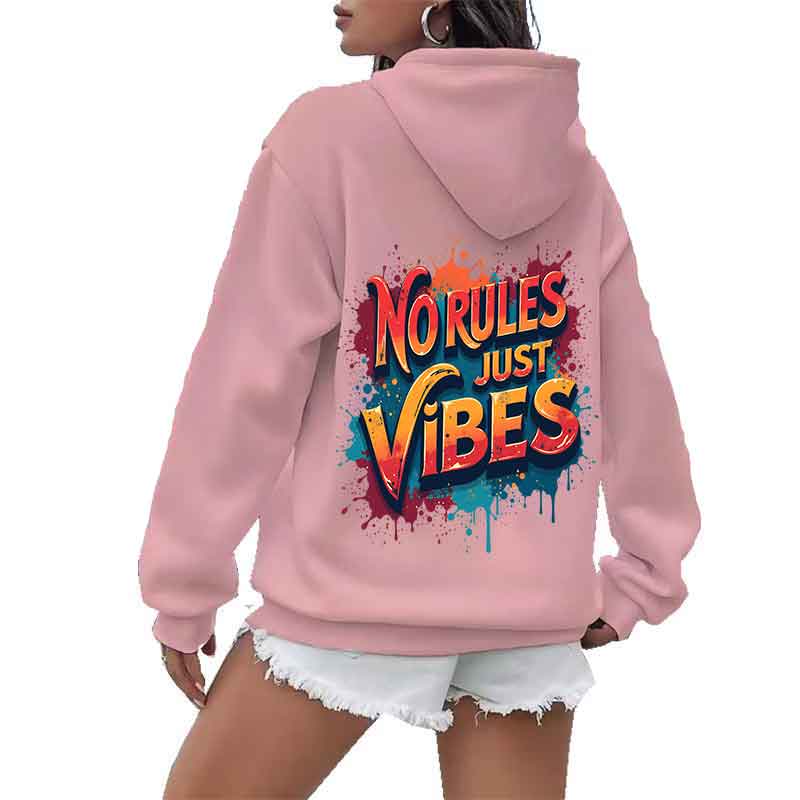 Colorful Letter Print Women'S Hoodie Spring Autumn Street Casual Fashion Shoulder Sleeves Top Versatile Trend Y2K Clothing