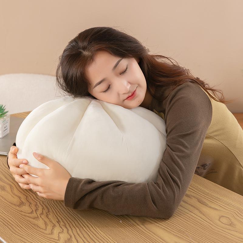 Cartoon Steamed Bun Plush Pillow - Down Cotton Backrest Cushion for Office or Gift