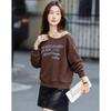 Women's Oblique Collar Letter Print Sweatshirt