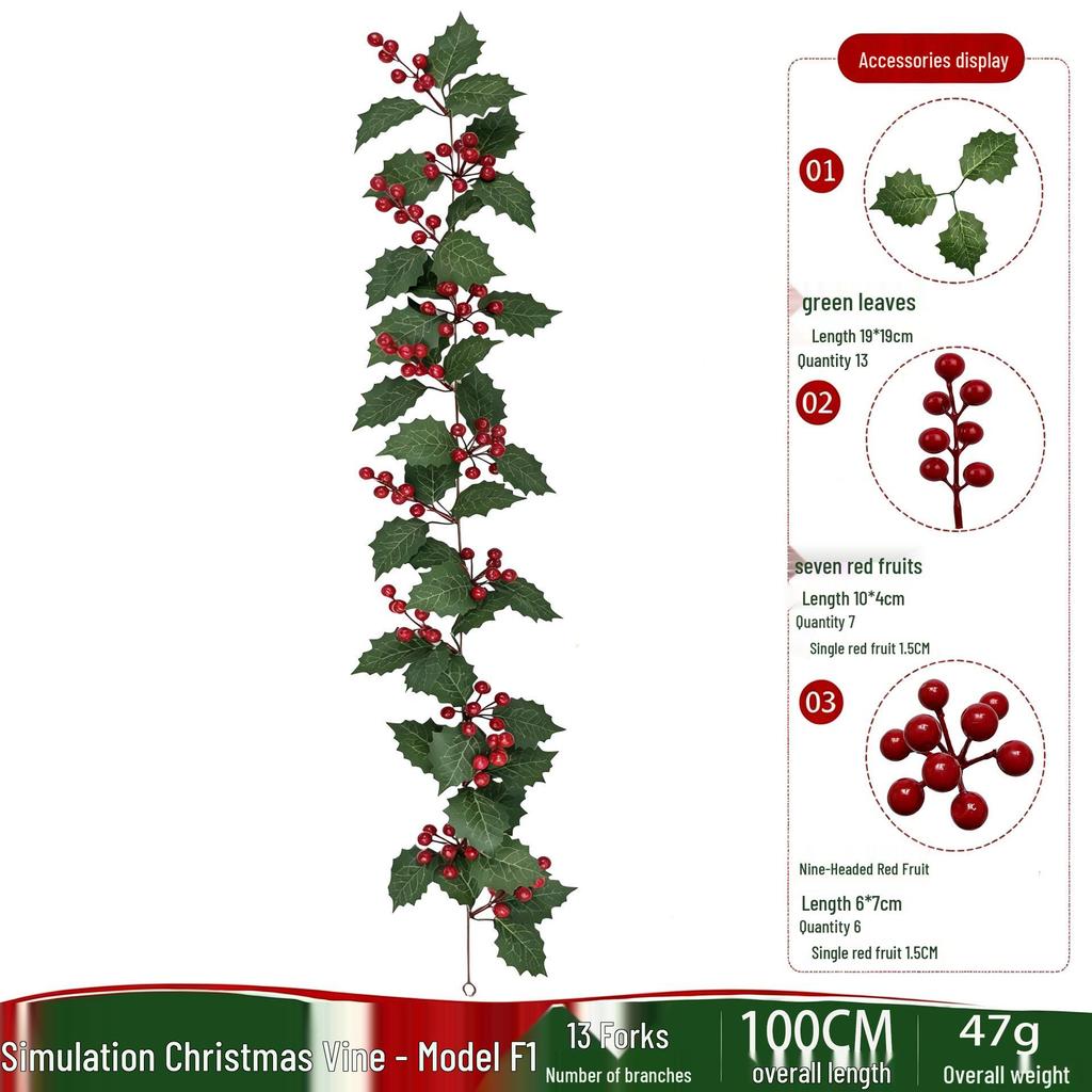 Red Berry Christmas Vine Home Decoration - Festive Party Garland