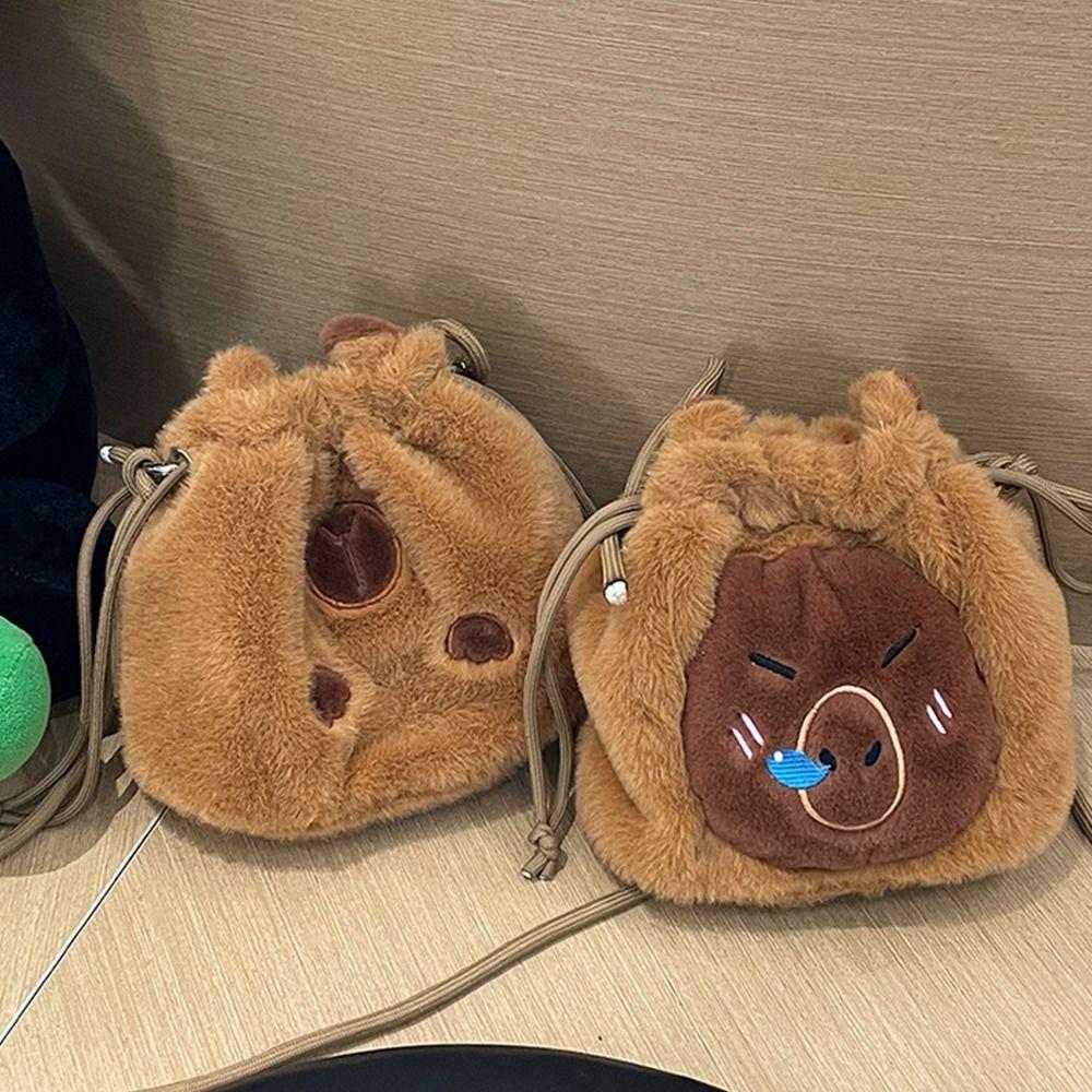 Plüschtier Capybara Kordelzug Beutel Große Kapazität Cartoon Umhängetasche Niedliche Puppentasche Kinder