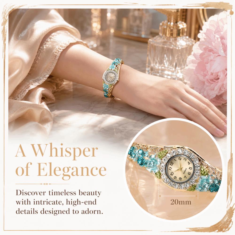 Rich In Flowers Vintage  Watch Rhinestone Bracelet Quartz Watch  Elegant Wear