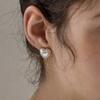 [925 Silver] Bold Pearl Heart Earrings