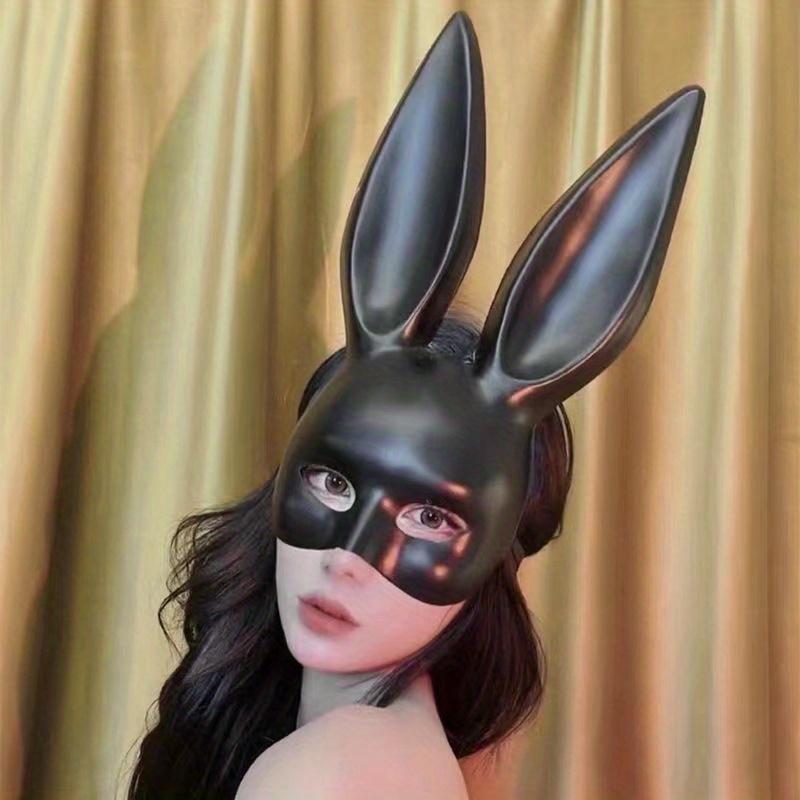 1pc Bunny   Glossy Mask Black White Nightclub Masquerade Halloween Party Dress Up Mask