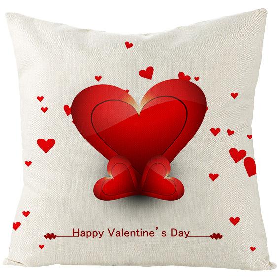 Home Pillowcase Valentine's Day Red Heart Print Series Polyester Pillowcase Cushion Cover