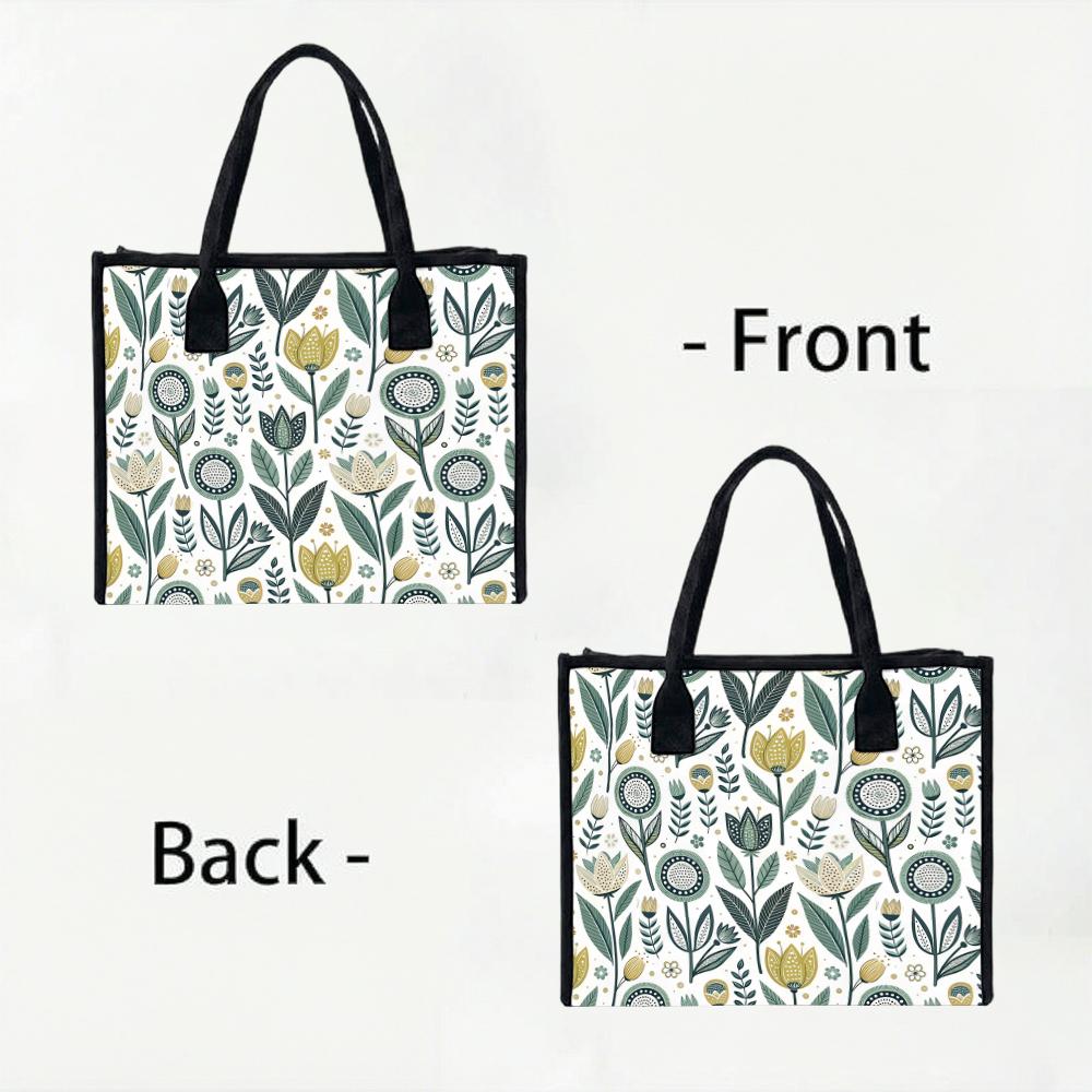 Boho Floral Tote Bag Casual Reusable Shopping Shoulder Bag for Daily Use