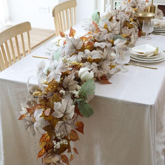 

Artificial Maple Leaf Garland 6Ft Pumpkin Berries Garland Fall Decoration