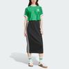 Adidas Originals Logo Bokstavtrykk Fargeblokk Stripet Rund Hals Kort Ermet T-skjorte Dame T-skjorte Grønn IY7227