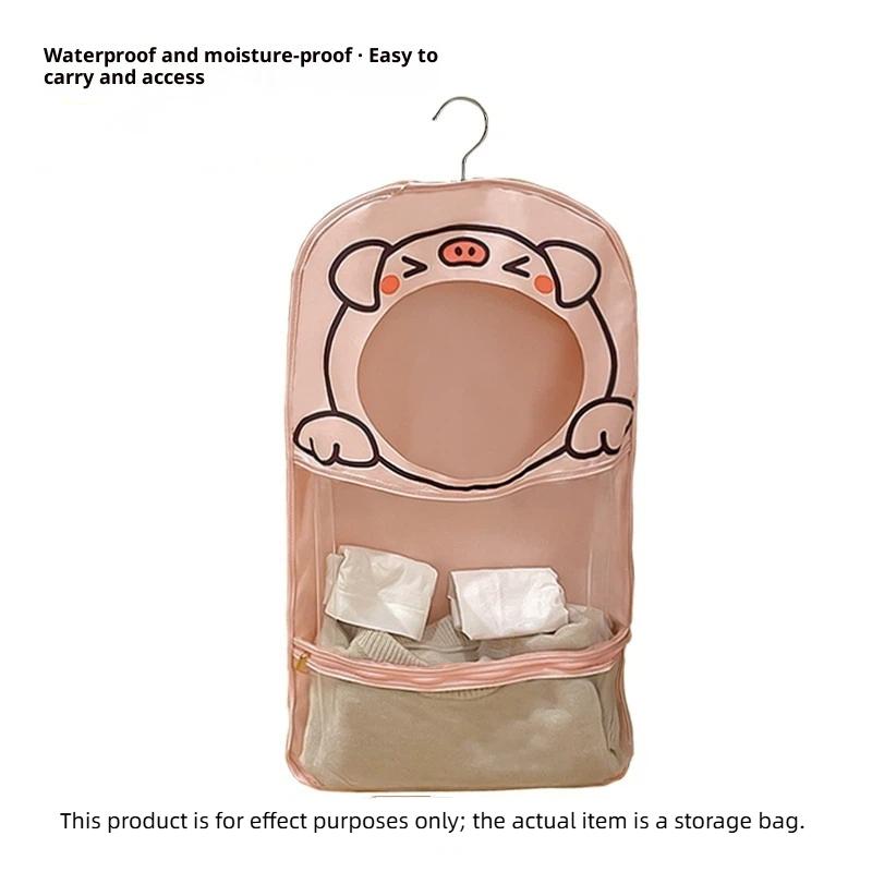 Playful Cartoon Hanging Bag Waterproof Wall Mounted Storage for Underwear Socks Multi Purpose Visible Organizer
