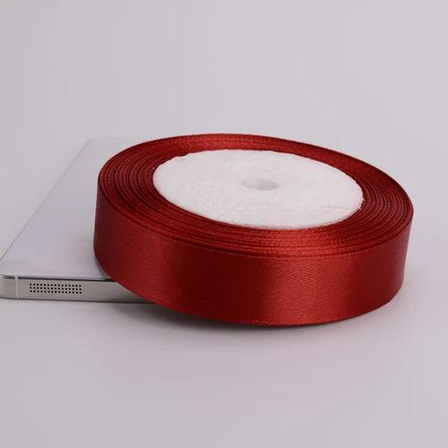 (25Yards/roll) 6/10/15/20/25/40/50mm Wine red Color Satin Silk Ribbon Handmade DIY Material Gift Wrapping Clothing Accessories