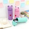 Silicone Pencil Case Bear Shaped Portable Pencil Pouch Cute Stationery Organizer for Pen Rulers Makeup Brushes Students School Supplies