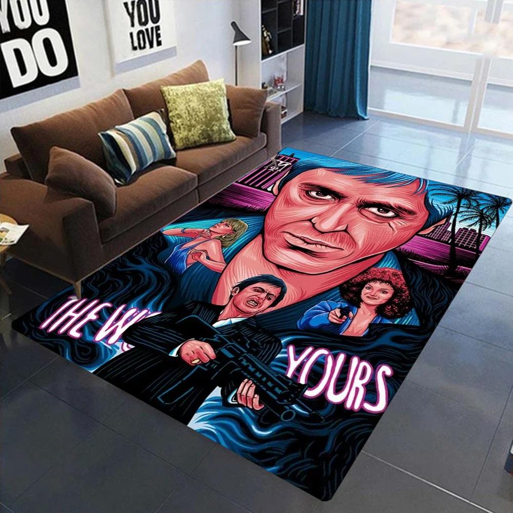 

Scarface Tony Montana The World Is Yours Movie Rug for Bedroom Living Room Carpets for Room Floor Mat Home Decor Non-Slip Rug 40cmX60cm
