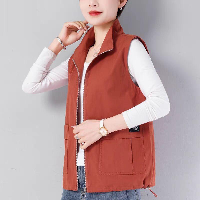 Άνοιξη Φθινόπωρο Κομψό Ταμπεραμέντο Γυναικείο Γιλέκο Μπουφάν Αμάνικο Άνετο Ευέλικτο Γυναικείο Αμάνικο Τοπ